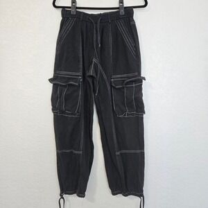 Charlotte‎ Russe Black Cargo Pants Contrast Y2K Cargo Pockets Size S